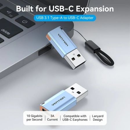 Adaptador USB 3.1 Vention CUAH0/ USB Tipo-C Hembra - USB Macho/ Azul Adaptador USB 3.1 Vention CUAH0/ USB Tipo-C Hembra - USB Macho/ Azul