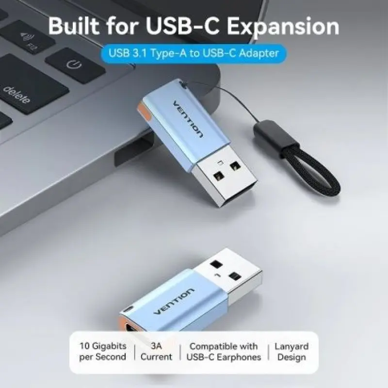 Adaptador USB 3.1 Vention CUAH0/ USB Tipo-C Hembra - USB Macho/ Azul Adaptador USB 3.1 Vention CUAH0/ USB Tipo-C Hembra - USB Macho/ Azul