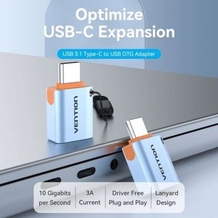 Adaptador OTG USB 3.1 Vention CUBH0/ USB Tipo-C Macho - USB Hembra/ Azul Adaptador OTG USB 3.1 Vention CUBH0/ USB Tipo-C Macho - USB Hembra/ Azul
