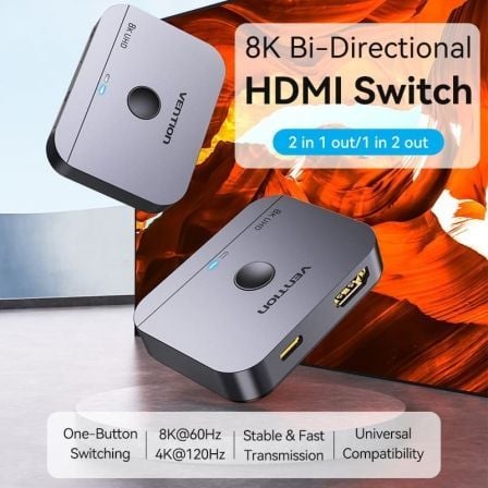 Switch Conmutador 8K HDMI 2.1 Bidireccional Vention AKPH0 HDMI Hembra/USB-C Hembra - 2x HDMI Hembra Switch Conmutador 8K HDMI 2.1 Bidireccional Vention AKPH0 HDMI Hembra/USB-C Hembra - 2x HDMI Hembra