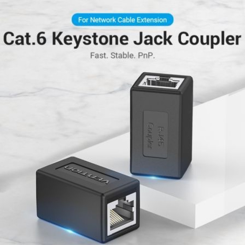 Adaptador Conector RJ45 Vention IPVB0/ Cat.6 FTP/ RJ45 Hembra - RJ45 Hembra/ Negro Adaptador Conector RJ45 Vention IPVB0/ Cat.6 FTP/ RJ45 Hembra - RJ45 Hembra/ Negro