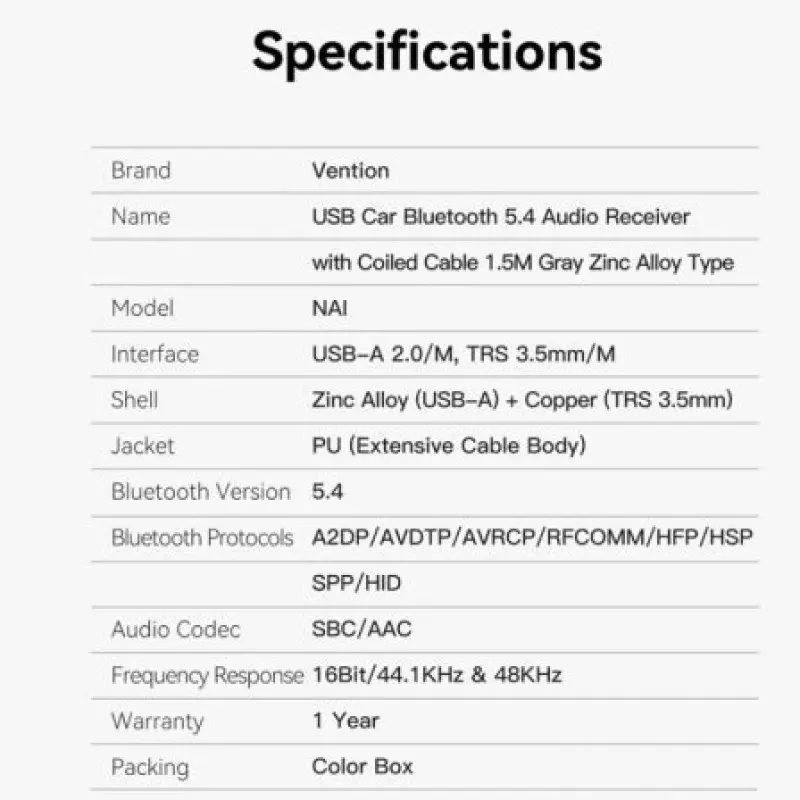 Transmisor y Receptor FM/ MP3/ Bluetooth Vention NAIHG Transmisor y Receptor FM/ MP3/ Bluetooth Vention NAIHG