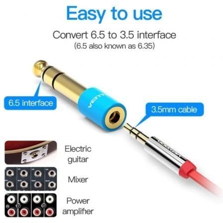 Adaptador Jack Vention VAB-S01-L/ Jack 6.5 Macho - Jack 3.5 Hembra/ Azul Adaptador Jack Vention VAB-S01-L/ Jack 6.5 Macho - Jack 3.5 Hembra/ Azul