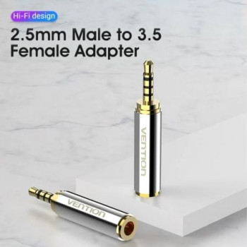Adaptador Jack Vention VAB-S02/ Jack 2.5 Macho - Jack 3.5 Hembra/ Plata Adaptador Jack Vention VAB-S02/ Jack 2.5 Macho - Jack 3.5 Hembra/ Plata