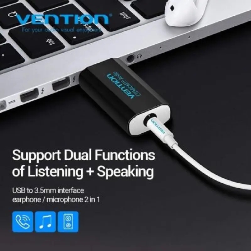 Tarjeta de Sonido Vention VAB-S15-B/ USB Macho - Jack 3.5 Hembra Tarjeta de Sonido Vention VAB-S15-B/ USB Macho - Jack 3.5 Hembra