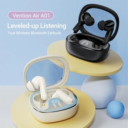 Auriculares Bluetooth Vention AIR A01 NBMB0 con estuche de carga/ Autonomía 7h/ Negros Auriculares Bluetooth Vention AIR A01 NBMB0 con estuche de carga/ Autonomía 7h/ Negros