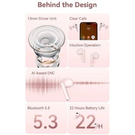 Auriculares Bluetooth Vention ELF 06 NBKP0 con estuche de carga/ Autonomía 6h/ Rosas Auriculares Bluetooth Vention ELF 06 NBKP0 con estuche de carga/ Autonomía 6h/ Rosas