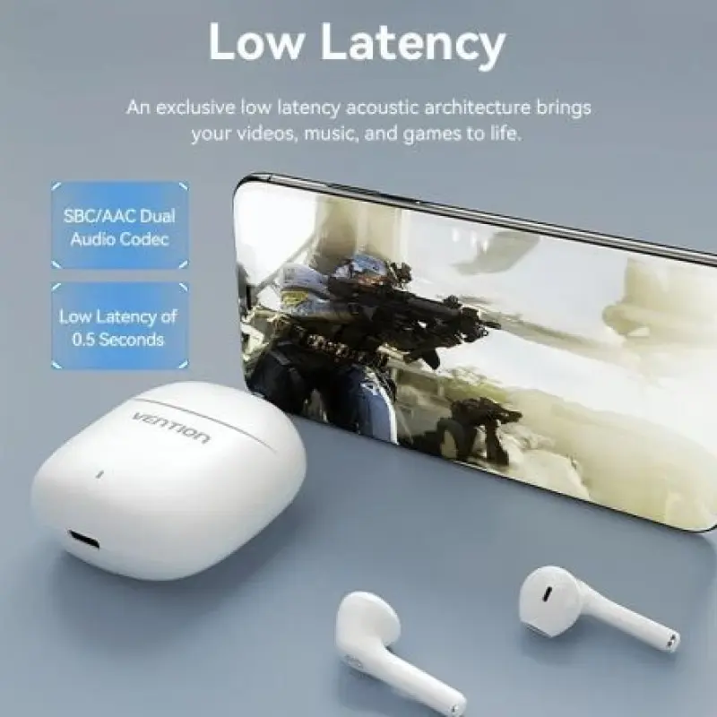 Auriculares Bluetooth Vention NBGW0 con estuche de carga/ Autonomía 7h/ Blancos Auriculares Bluetooth Vention NBGW0 con estuche de carga/ Autonomía 7h/ Blancos