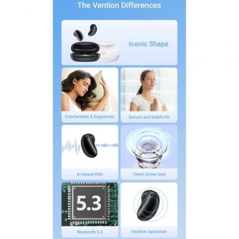 Auriculares Bluetooth Vention Tiny T11 NBJB0 con estuche de carga/ Autonomía 8h/ Negros Auriculares Bluetooth Vention Tiny T11 NBJB0 con estuche de carga/ Autonomía 8h/ Negros