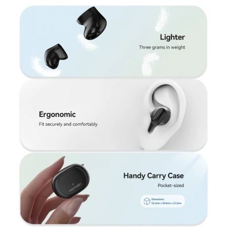Auriculares Bluetooth Vention Tiny T12 NBLB0 con estuche de carga/ Autonomía 6h/ Negros Auriculares Bluetooth Vention Tiny T12 NBLB0 con estuche de carga/ Autonomía 6h/ Negros