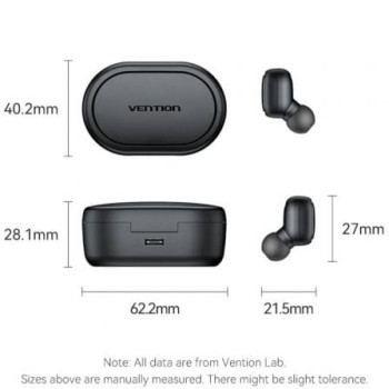 Auriculares Bluetooth Vention Tiny T15 NBDB0 con estuche de carga/ Autonomía 7h/ Negros Auriculares Bluetooth Vention Tiny T15 NBDB0 con estuche de carga/ Autonomía 7h/ Negros