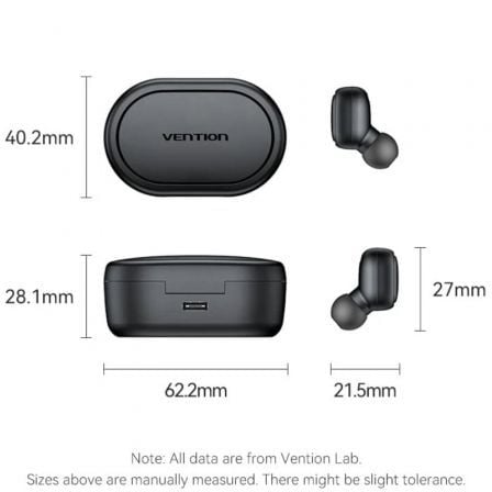 Auriculares Bluetooth Vention Tiny T15 NBDB0 con estuche de carga/ Autonomía 7h/ Negros Auriculares Bluetooth Vention Tiny T15 NBDB0 con estuche de carga/ Autonomía 7h/ Negros