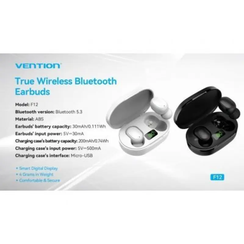 Auriculares Bluetooth Vention Tiny T16 F12W0 con estuche de carga/ Autonomía 7h/ Blancos Auriculares Bluetooth Vention Tiny T16 F12W0 con estuche de carga/ Autonomía 7h/ Blancos