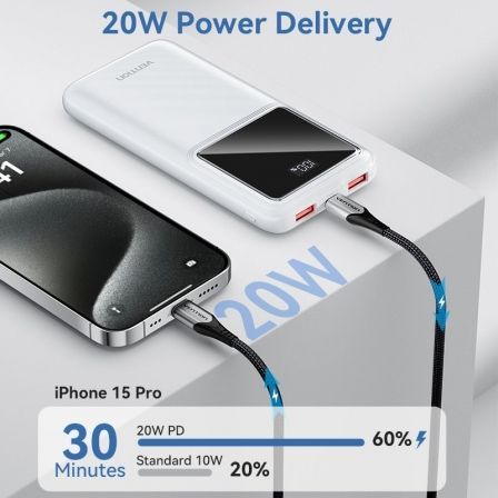 Powerbank 10000mAh Vention FHKB0/ 22.5W/ Negra Powerbank 10000mAh Vention FHKB0/ 22.5W/ Negra