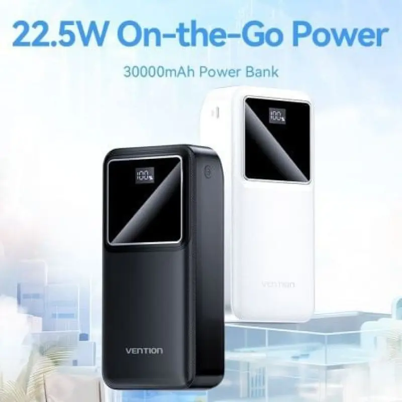 Powerbank 30000mAh Vention FHMB0/ 22.5W/ Negra Powerbank 30000mAh Vention FHMB0/ 22.5W/ Negra