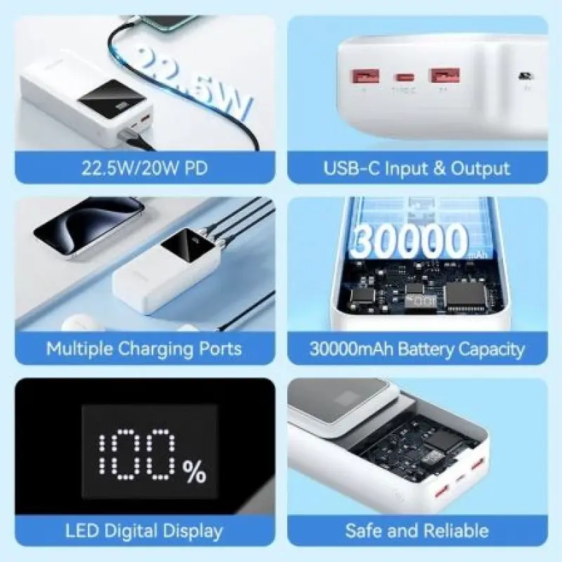 Powerbank 30000mAh Vention FHMB0/ 22.5W/ Negra Powerbank 30000mAh Vention FHMB0/ 22.5W/ Negra