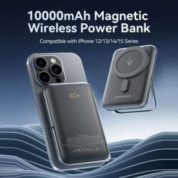 Powerbank 10000mAh Vention FHNB0/ 20W/ Wireless/ Negra Powerbank 10000mAh Vention FHNB0/ 20W/ Wireless/ Negra