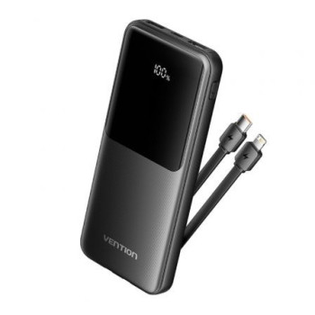 Powerbank 10000mAh Vention FHOB0/ 22.5W/ Negra/ Incluye Cable USB TIpo-C y Lightning Powerbank 10000mAh Vention FHOB0/ 22.5W/ Negra/ Incluye Cable USB TIpo-C y Lightning