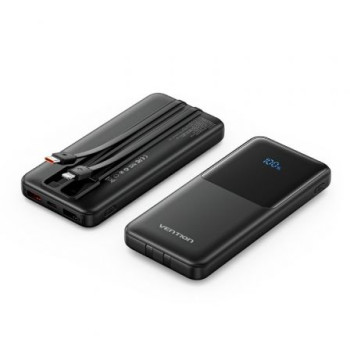 Powerbank 10000mAh Vention FHOB0/ 22.5W/ Negra/ Incluye Cable USB TIpo-C y Lightning Powerbank 10000mAh Vention FHOB0/ 22.5W/ Negra/ Incluye Cable USB TIpo-C y Lightning