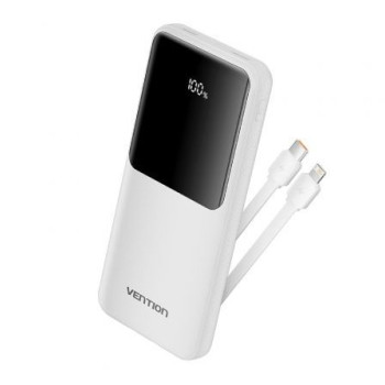 Powerbank 10000mAh Vention FHOW0/ 22.5W/ Blanca/ Incluye Cable USB TIpo-C y Lightning Powerbank 10000mAh Vention FHOW0/ 22.5W/ Blanca/ Incluye Cable USB TIpo-C y Lightning