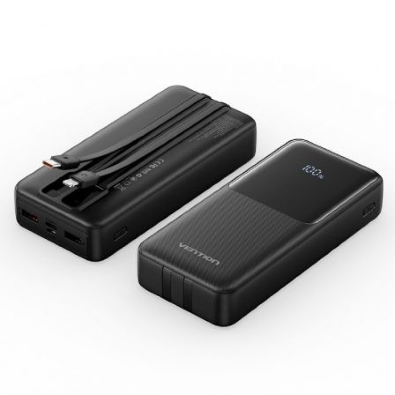 Powerbank 20000mAh Vention FHPB0/ 22.5W/ Negra/ Incluye Cable USB TIpo-C y Lightning Powerbank 20000mAh Vention FHPB0/ 22.5W/ Negra/ Incluye Cable USB TIpo-C y Lightning