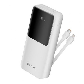 Powerbank 20000mAh Vention FHPW0/ 22.5W/ Blanca/ Incluye Cable USB TIpo-C y Lightning Powerbank 20000mAh Vention FHPW0/ 22.5W/ Blanca/ Incluye Cable USB TIpo-C y Lightning