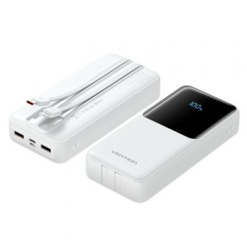 Powerbank 20000mAh Vention FHPW0/ 22.5W/ Blanca/ Incluye Cable USB TIpo-C y Lightning Powerbank 20000mAh Vention FHPW0/ 22.5W/ Blanca/ Incluye Cable USB TIpo-C y Lightning