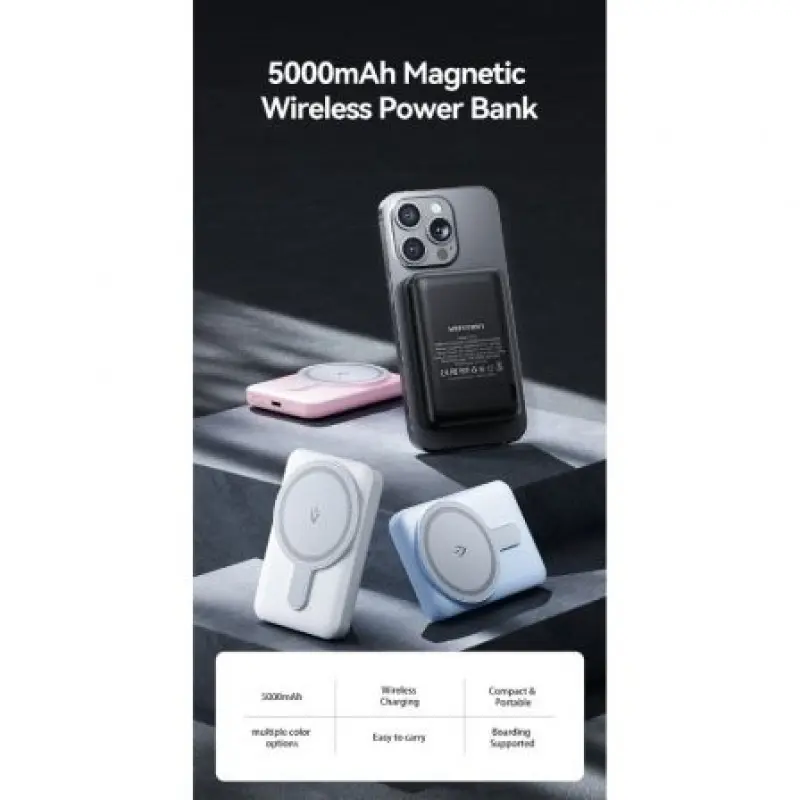 Powerbank 5000mAh Vention FHSL0/ 20W/ Wireless/ Azul Powerbank 5000mAh Vention FHSL0/ 20W/ Wireless/ Azul