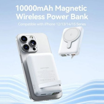 Powerbank 10000mAh Vention FHTW0/ 22.5W/ Wireless/ Blanca Powerbank 10000mAh Vention FHTW0/ 22.5W/ Wireless/ Blanca