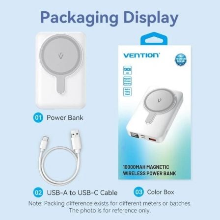 Powerbank 10000mAh Vention FHTW0/ 22.5W/ Wireless/ Blanca Powerbank 10000mAh Vention FHTW0/ 22.5W/ Wireless/ Blanca