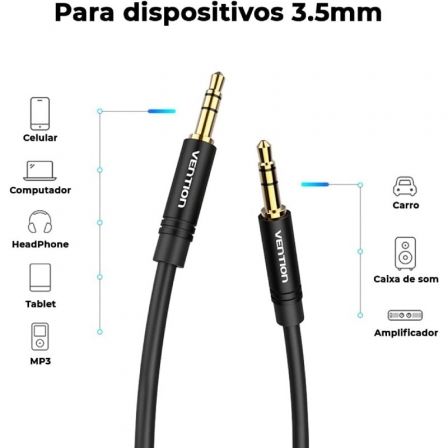 Cable Estéreo Vention BAKBF/ Jack 3.5 Macho - Jack 3.5 Macho/ 1m/ Negro Cable Estéreo Vention BAKBF/ Jack 3.5 Macho - Jack 3.5 Macho/ 1m/ Negro