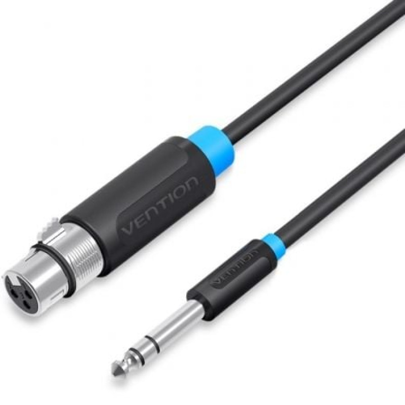 Cable Estéreo Vention BBEBI/ Jack 6.5 Macho - XLR Hembra/ 3m/ Negro Cable Estéreo Vention BBEBI/ Jack 6.5 Macho - XLR Hembra/ 3m/ Negro