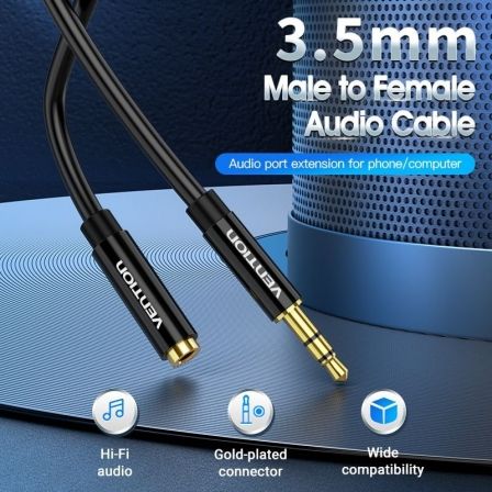 Cable Estéreo Vention BBZBF/ Jack 3.5 Macho - Jack 3.5 Hembra/ 1m/ Negro Cable Estéreo Vention BBZBF/ Jack 3.5 Macho - Jack 3.5 Hembra/ 1m/ Negro