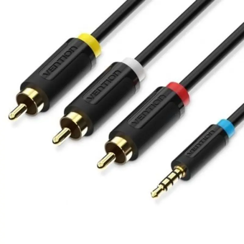 Cable Estéreo Vention BCCBG/ Jack 2.5 Macho - 3x RCA Macho/ 1.5m/ Negro Cable Estéreo Vention BCCBG/ Jack 2.5 Macho - 3x RCA Macho/ 1.5m/ Negro