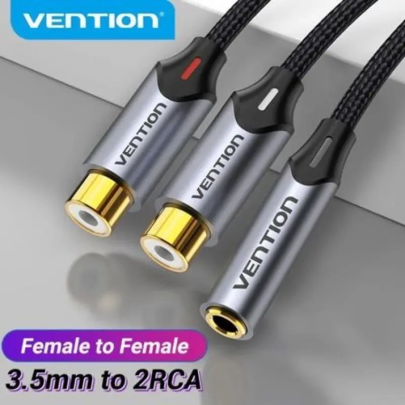 Cable Estéreo Vention BCOHY/ Jack 3.5 Hembra - 2x RCA Macho/ 30cm/ Gris Cable Estéreo Vention BCOHY/ Jack 3.5 Hembra - 2x RCA Macho/ 30cm/ Gris
