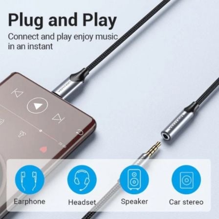 Conversor Vention BGMHF/ Jack 3.5 Hembra - USB Tipo-C Macho/ 1m/ Gris Conversor Vention BGMHF/ Jack 3.5 Hembra - USB Tipo-C Macho/ 1m/ Gris