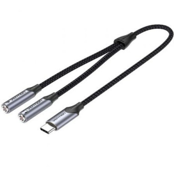 Cable Conversor USB Tipo-C Vention BGPHY/ USB Tipo-C Macho - 2x Jack 3.5 Hembra/ 30cm/ Gris Cable Conversor USB Tipo-C Vention BGPHY/ USB Tipo-C Macho - 2x Jack 3.5 Hembra/ 30cm/ Gris