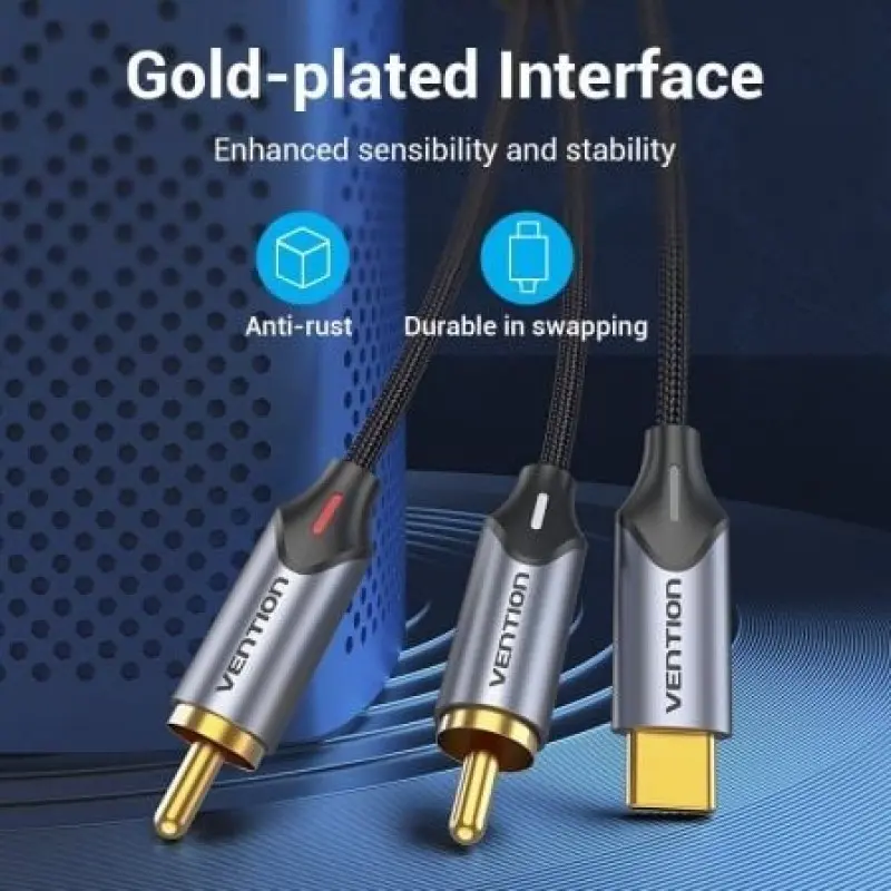 Cable Conversor Vention BGUHI/ 2x RCA Macho - USB Tipo-C Macho/ 3m/ Gris Cable Conversor Vention BGUHI/ 2x RCA Macho - USB Tipo-C Macho/ 3m/ Gris