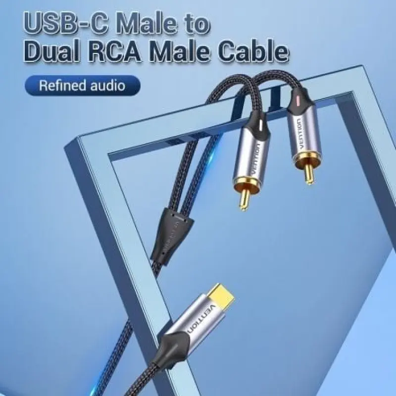 Cable Conversor Vention BGUHI/ 2x RCA Macho - USB Tipo-C Macho/ 3m/ Gris Cable Conversor Vention BGUHI/ 2x RCA Macho - USB Tipo-C Macho/ 3m/ Gris
