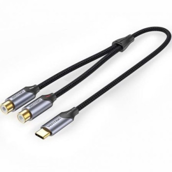 Cable Conversor Vention BGVHD/ 2x RCA Hembra - USB Tipo-C Macho/ 50cm/ Gris Cable Conversor Vention BGVHD/ 2x RCA Hembra - USB Tipo-C Macho/ 50cm/ Gris
