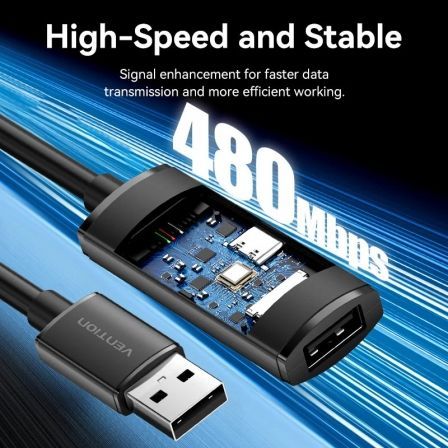 Cable Alargador USB 2.0 Vention CBKBJ/ USB Macho - USB Hembra/ 480Mbps/ 5m/ Negro Cable Alargador USB 2.0 Vention CBKBJ/ USB Macho - USB Hembra/ 480Mbps/ 5m/ Negro