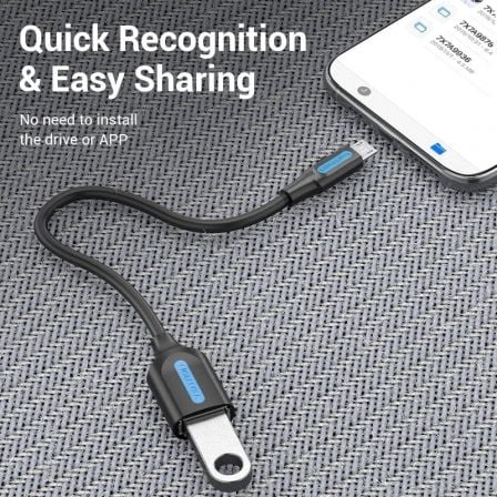 Cable USB 2.0 Vention CCUBB/ MicroUSB Macho - USB Hembra/ 480Mbps/ 15cm/ Negro Cable USB 2.0 Vention CCUBB/ MicroUSB Macho - USB Hembra/ 480Mbps/ 15cm/ Negro