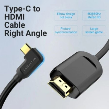 Cable Conversor HDMI 1.4 4K Vention CGVBG/ USB Tipo-C Macho - HDMI Macho/ 1.5m/ Negro Cable Conversor HDMI 1.4 4K Vention CGVBG/ USB Tipo-C Macho - HDMI Macho/ 1.5m/ Negro