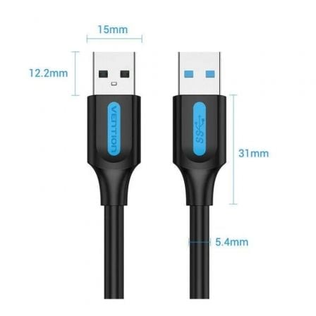 Cable USB 3.0 Vention CONBD/ USB Macho - USB Macho/ 5Gbps/ 50cm/ Negro Cable USB 3.0 Vention CONBD/ USB Macho - USB Macho/ 5Gbps/ 50cm/ Negro