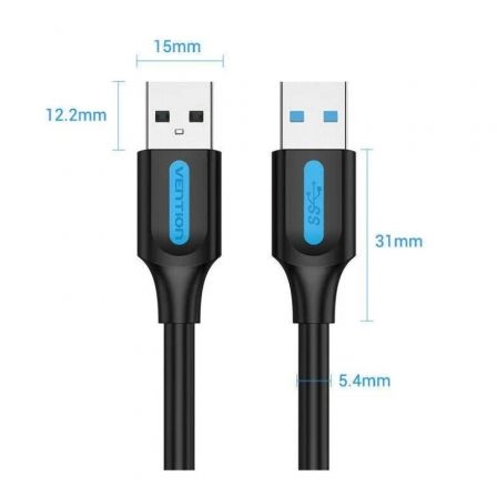 Cable USB 3.0 Vention CONBG/ USB Macho - USB Macho/ 5Gbps/ 1.5m/ Negro Cable USB 3.0 Vention CONBG/ USB Macho - USB Macho/ 5Gbps/ 1.5m/ Negro