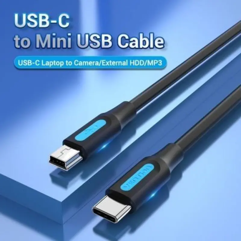 Cable USB 2.0 Tipo-C Vention COWBD/ USB Tipo-C Macho - MiniUSB Macho/ Hasta 10W/ 480Mbps/ 50cm/ Negro Cable USB 2.0 Tipo-C Vention COWBD/ USB Tipo-C Macho - MiniUSB Macho/ Hasta 10W/ 480Mbps/ 50cm/ Negro