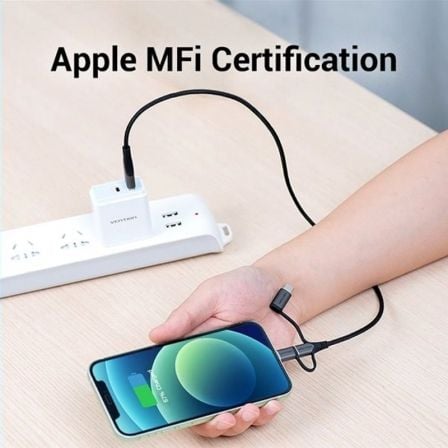 Cable USB 2.0 Tipo-C Vention CQJHF/ USB Macho/ USB Tipo-C Macho - MicroUSB Macho - Lightning Macho/ 480Mbps/ 1m/ Gris Cable USB 2.0 Tipo-C Vention CQJHF/ USB Macho/ USB Tipo-C Macho - MicroUSB Macho - Lightning Macho/ 480Mbps/ 1m/ Gris