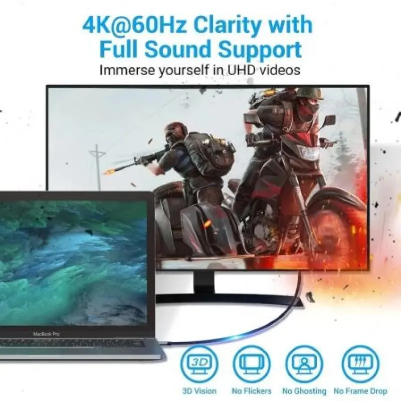 Cable Conversor HDMI 2.0 4K Vention CRBBF/ USB Tipo-C Macho - HDMI Macho/ 1m/ Negro Cable Conversor HDMI 2.0 4K Vention CRBBF/ USB Tipo-C Macho - HDMI Macho/ 1m/ Negro
