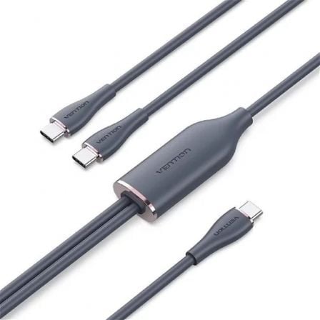 Cable USB 2.0 Tipo-C Vention CTMBG/ USB Tipo-C Macho - 2 x USB Tipo-C Macho/ Hasta 100W/ 480Mbps/ 1.5m/ Negro Cable USB 2.0 Tipo-C Vention CTMBG/ USB Tipo-C Macho - 2 x USB Tipo-C Macho/ Hasta 100W/ 480Mbps/ 1.5m/ Negro