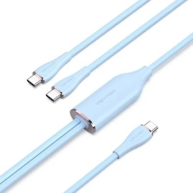 Cable USB Tipo-C Vention CTMSG/ USB Tipo-C Macho - 2 x USB Tipo-C Macho/ Hasta 100W/ 480Mbps/ 1.5m/ Azul Cable USB Tipo-C Vention CTMSG/ USB Tipo-C Macho - 2 x USB Tipo-C Macho/ Hasta 100W/ 480Mbps/ 1.5m/ Azul
